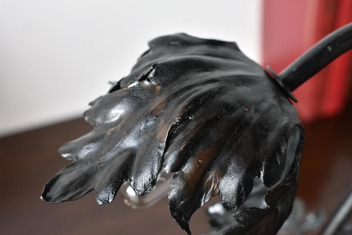 フランス製1920年代 アイアンスタンドランプ｜繊細なバラモチーフ