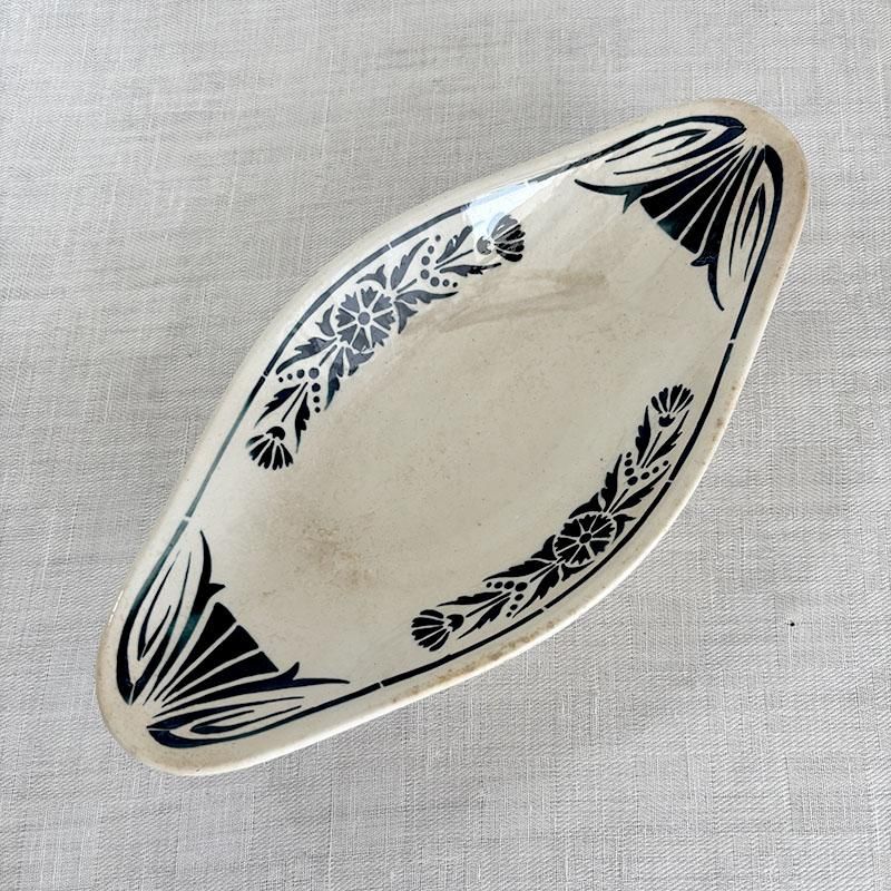 アンティークBadonviller 花柄皿 ディッシュ菱形