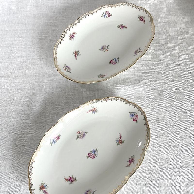 小花模様のオーバルプレート 中皿 ラヴィエ