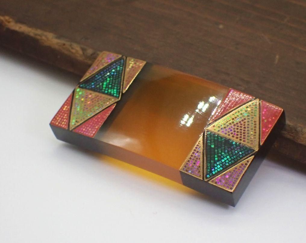 一径作 ヴィンテージ帯留 本べっ甲 モダンアート