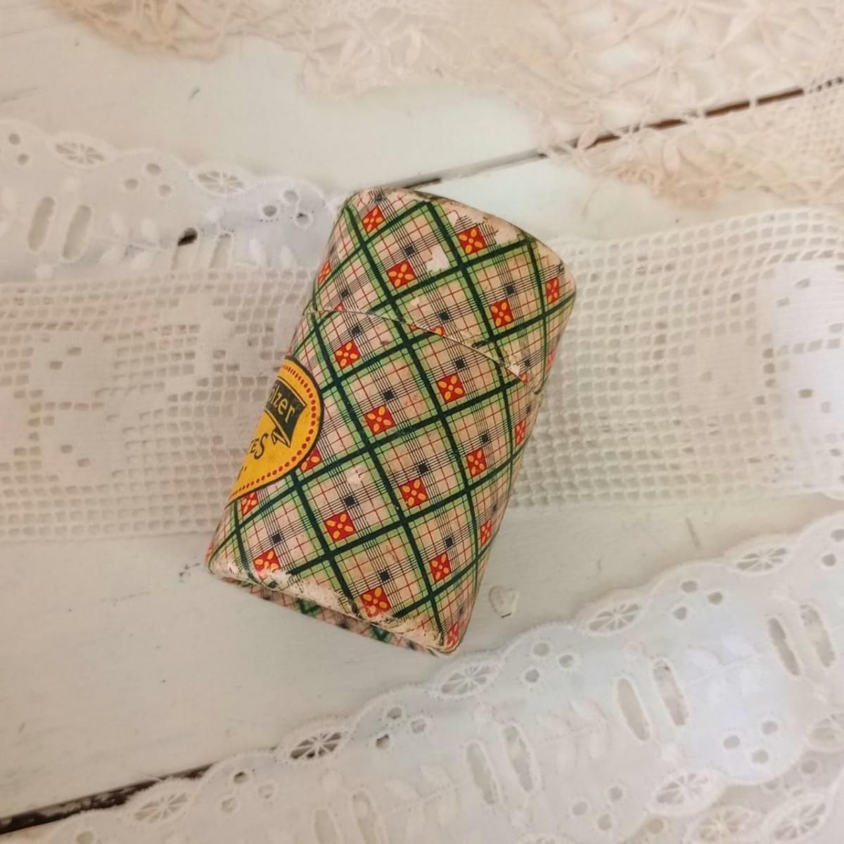 フランスアンティーク 可愛いチェック柄マッチ箱