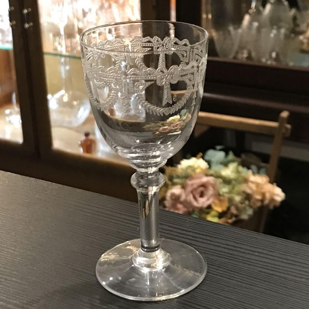 アンティークフランス製可愛いリボン装飾のサンルイクリスタル