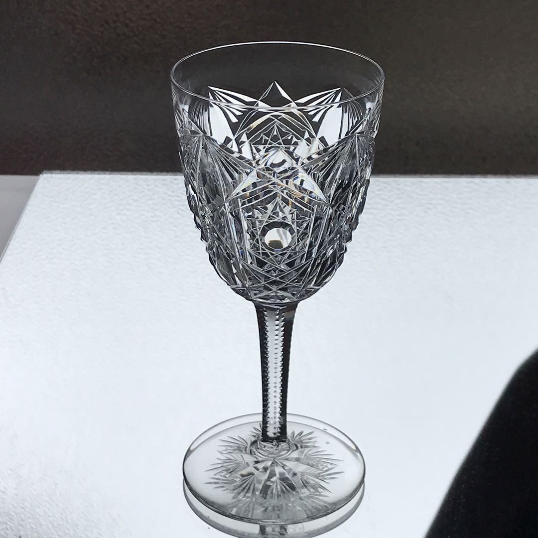 極希少美品オールドバカラBACCARATラグニー★グリーン レーマーワイングラス アンティークバカラの繊細なカットが美しいワイングラス