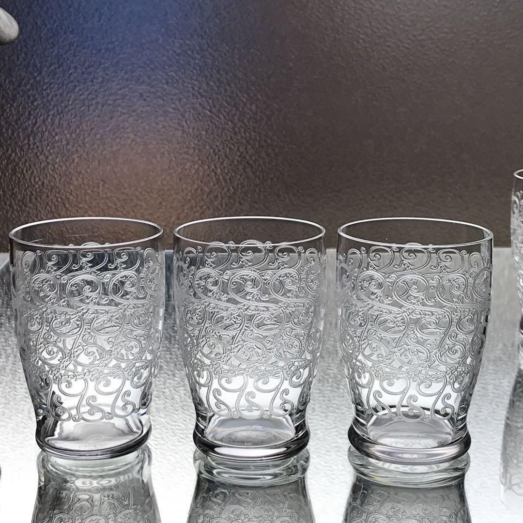 アンティークバカラの優雅なワイングラス6個セット 彫装飾付き希少品