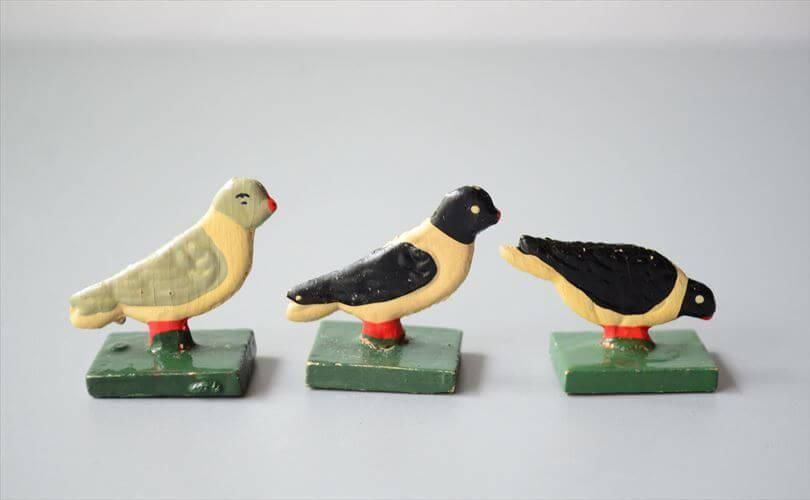ドイツ製ヴィンテージ木製鳩オブジェ 癒しの存在感