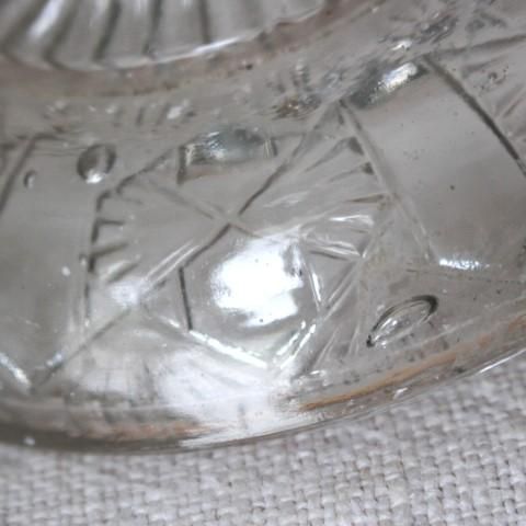 フランス製アンティークの素朴なガラスコンポート皿