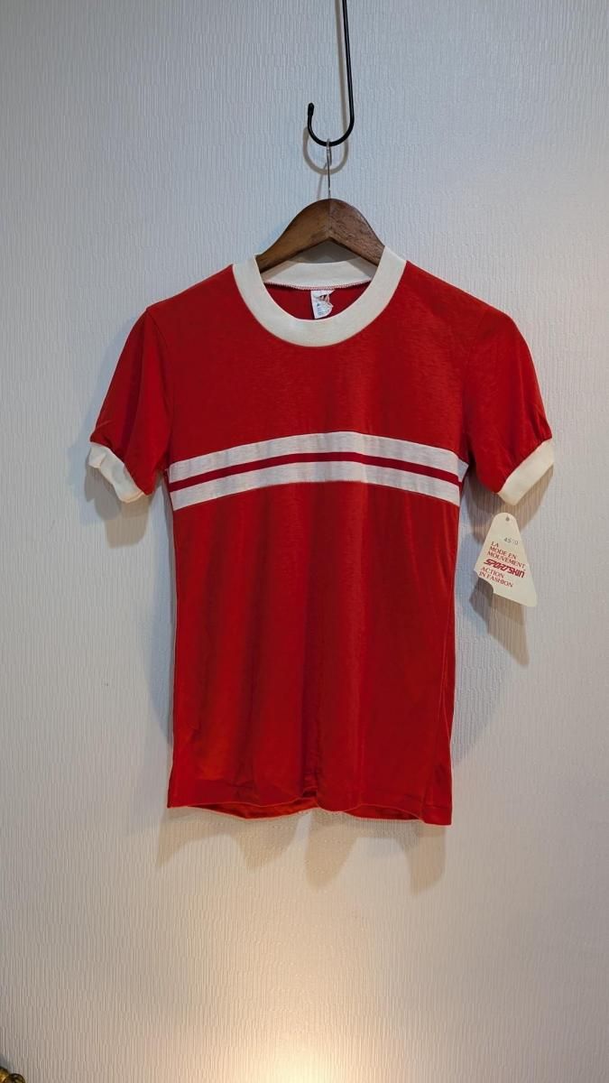 カナダ製70年代リンガーTシャツ赤白ストライプSサイズ