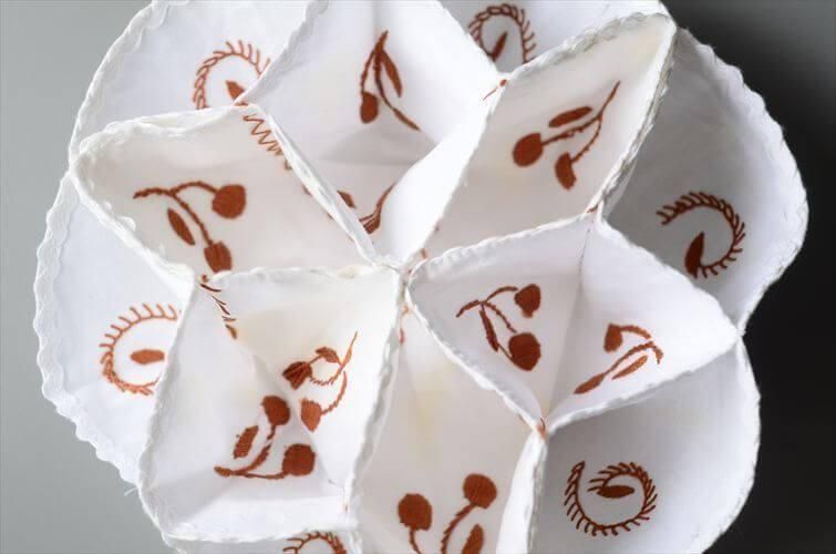 英国製ヴィンテージ刺繍ファブリックトレー 麦の穂モチーフ