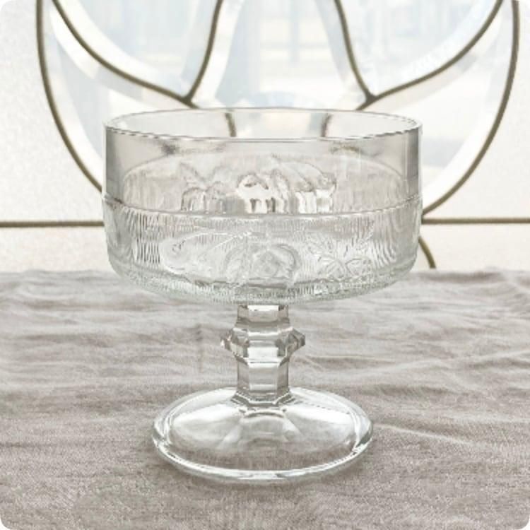 フランス直輸入の可愛いチェリー柄 ガラス製デザート皿