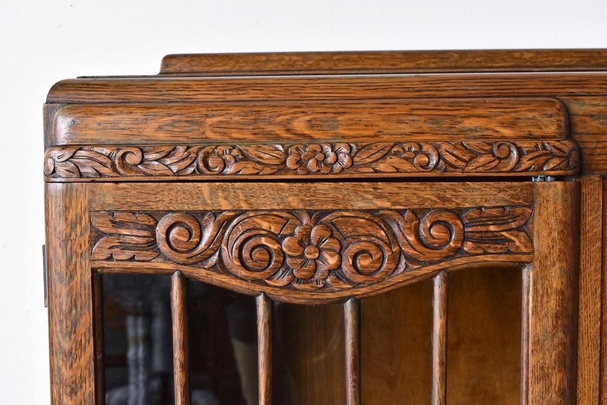 英国製1930年代 オークキャビネット｜アールデコスタイル×美彫刻