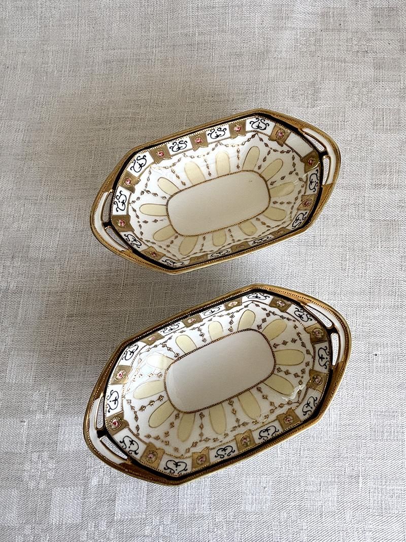 マイセン 小皿金縁 ブルーフラワー 青いバラ 箱付き 12TWbr3