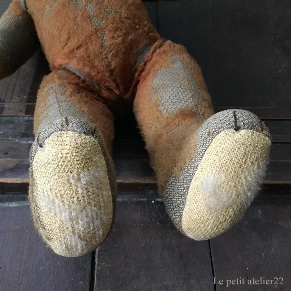 【希少】19世紀初期の長老くまちゃん ベア くま フランスアンティーク1800年 フランスぬいぐるみ産業誕生初期のほっそりしたベア1920－30年代