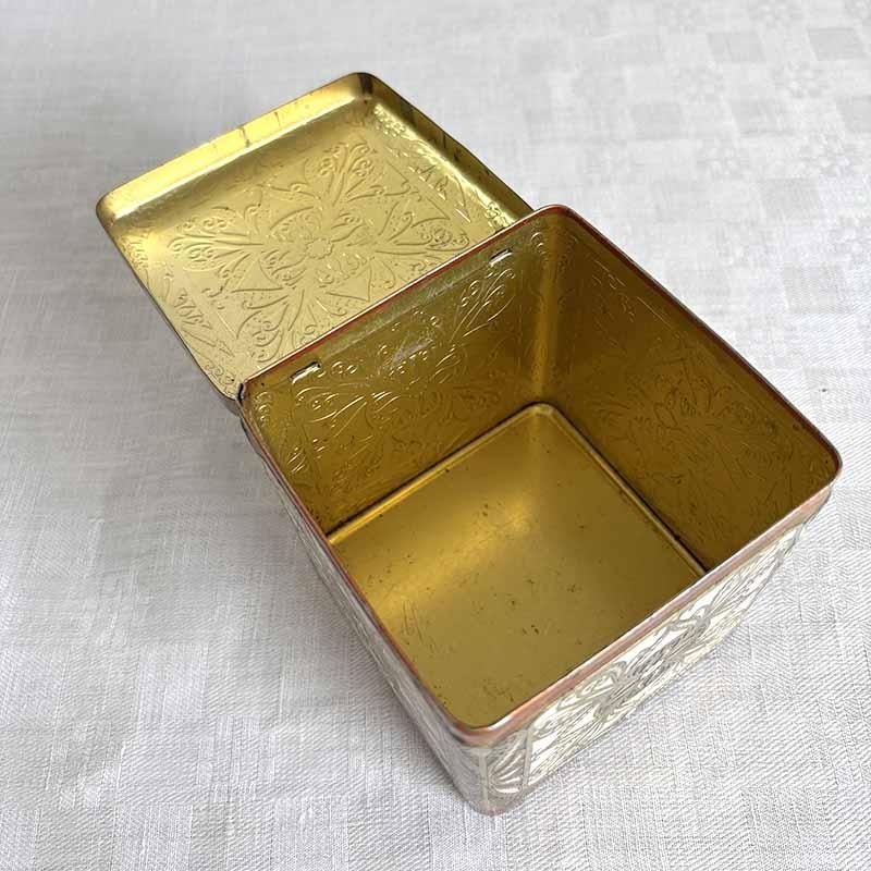 金彩のアラベスク模様 お茶缶 オリエンタル 華やかな植物デザイン