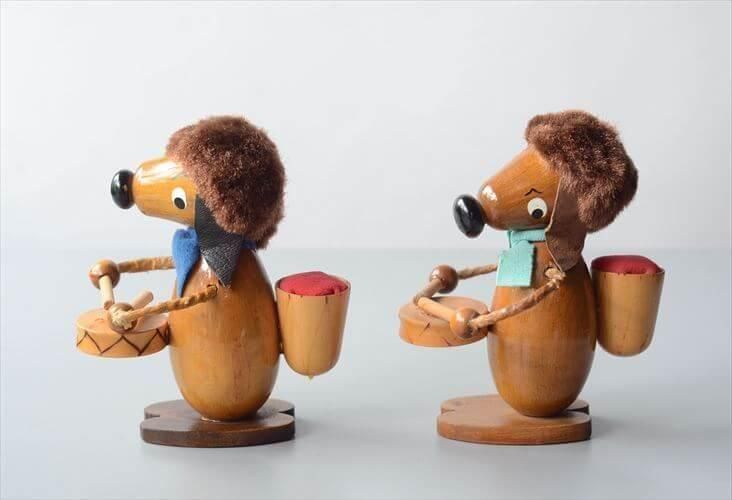 イヌ犬人形木製ヨーロッパ置物インテリア工芸品美術品A1475