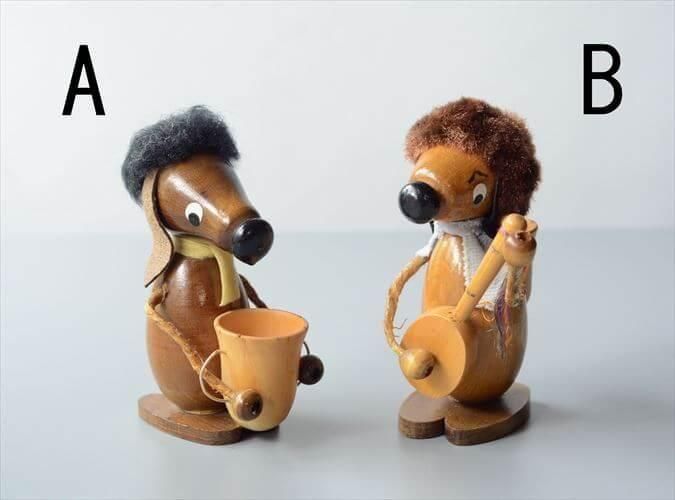 ヴィンテージドイツ製木製イヌフィギュア 音楽の楽しい癒し