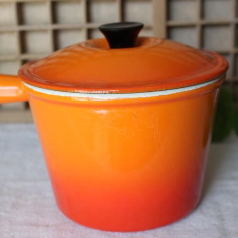 ル・クルーゼ LE CREUSET ピーコック ウィンザーポットオレンジ フランス製ヴィンテージルクルーゼの魅力的なポット