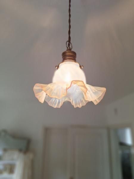 アンティーク ガラス ランプ シェード フランスアンティークガラスランプシェード(gr)(CL024-023