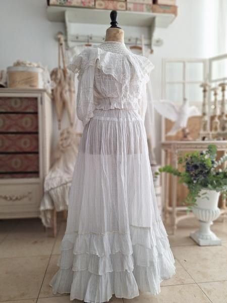 フランス vintage　手縫い　ペチコート　アンティーク　French フランス vintage 手縫い ペチコート アンティーク French