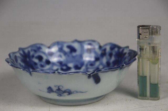 幕末 瀬戸焼 輪花型染付なます皿｜麒麟図と唐草紋の上品な器