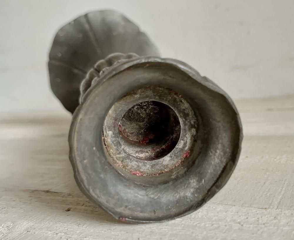 フランス　アンティークケーキスタンド　歪みあり ピューター　FRANCE フランス アンティーク カットガラス ケーキスタンド 2段 22.5