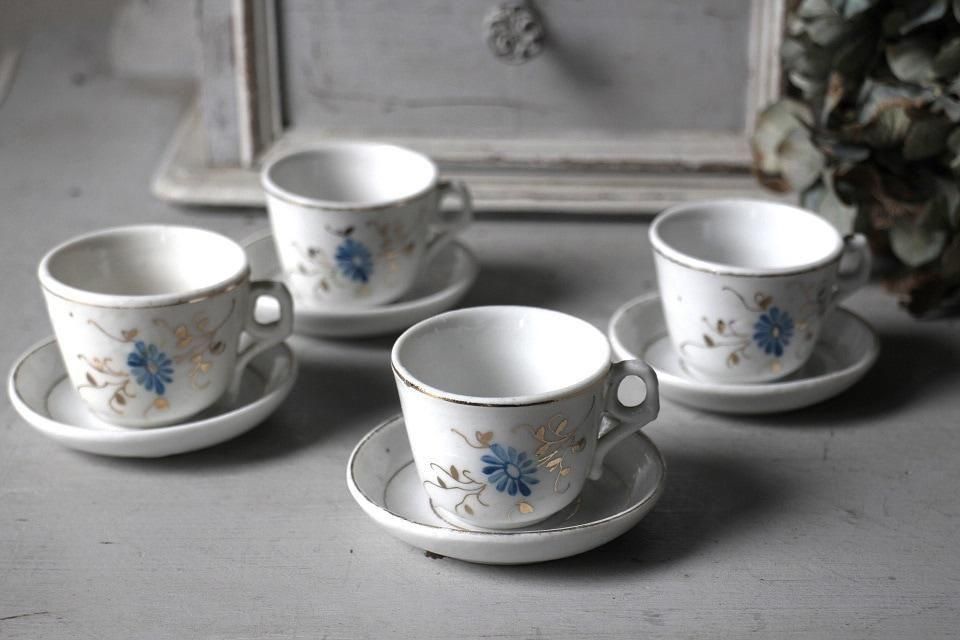 フランス製アンティークポーセリンカップ＆ソーサー