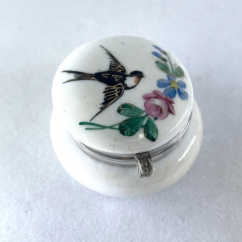 リモージュ野鳥柄陶器小物入れ