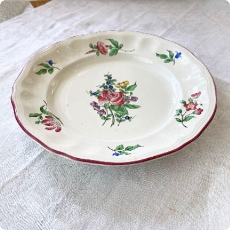 フランス直輸入 華やかな花柄のアンティークプレート