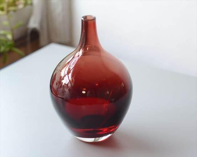 ヴィンテージ イタリア製 花瓶 フラワーベース レッド 一輪挿し ビンテージ Vintage red marble glass flower vase/ビンテージ レッド