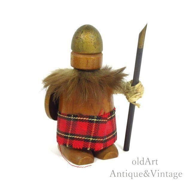 希少な1960年代デンマーク製ヴィンテージ木製バイキング人形