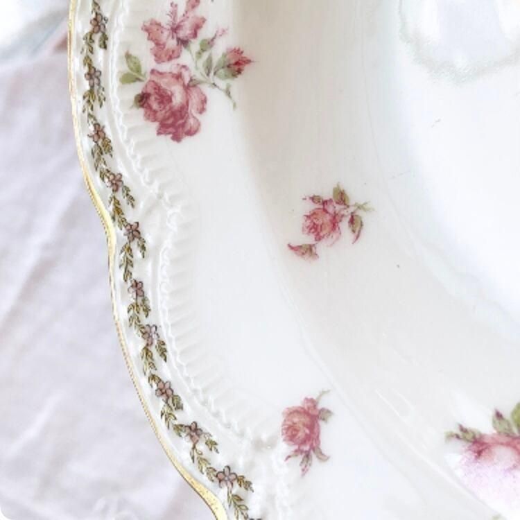 フランス直輸入 ピンク小花アビランドリモージュ皿1900年代