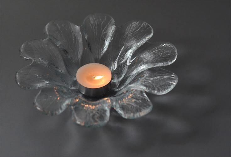 レア　ホルムガード　ヴィンテージ　キャンドルホルダー 北欧 Holmegaard ガラス フラワーボウル 華やかな花形キャンドル