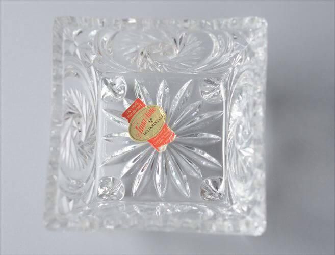 西ドイツ製 Anna Hutte クリスタルガラスの脚付きトレー グラス小物入れ