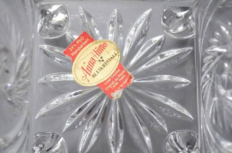 西ドイツ製 Anna Hutte クリスタルガラスの脚付きトレー グラス小物入れ