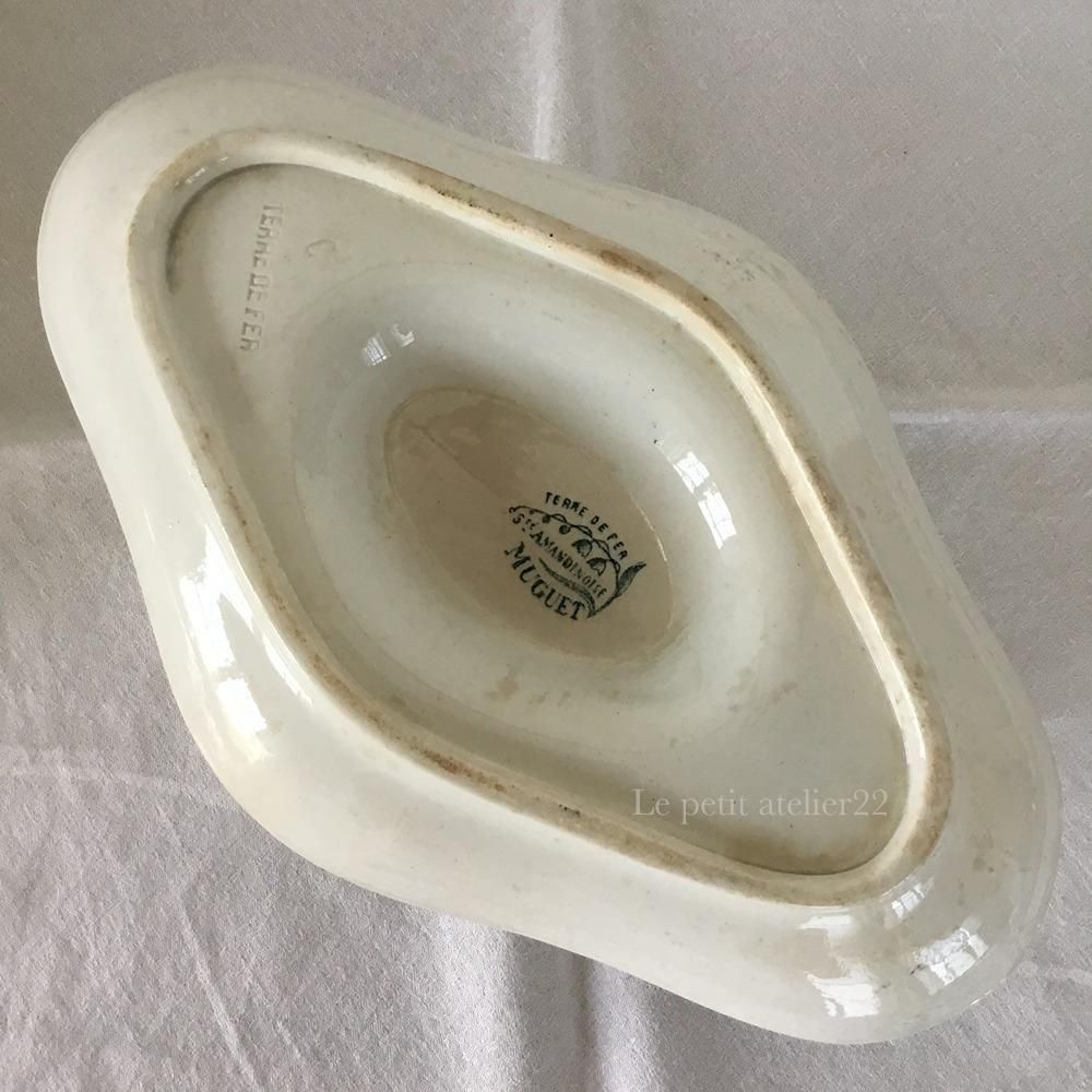 【美品】サンタマン　ブールドネージュ　ラヴィエ　フランスアンティーク　紫陽花 サンタマン窯『CAMPANULE』平皿（直径21cm） フランスアンティーク