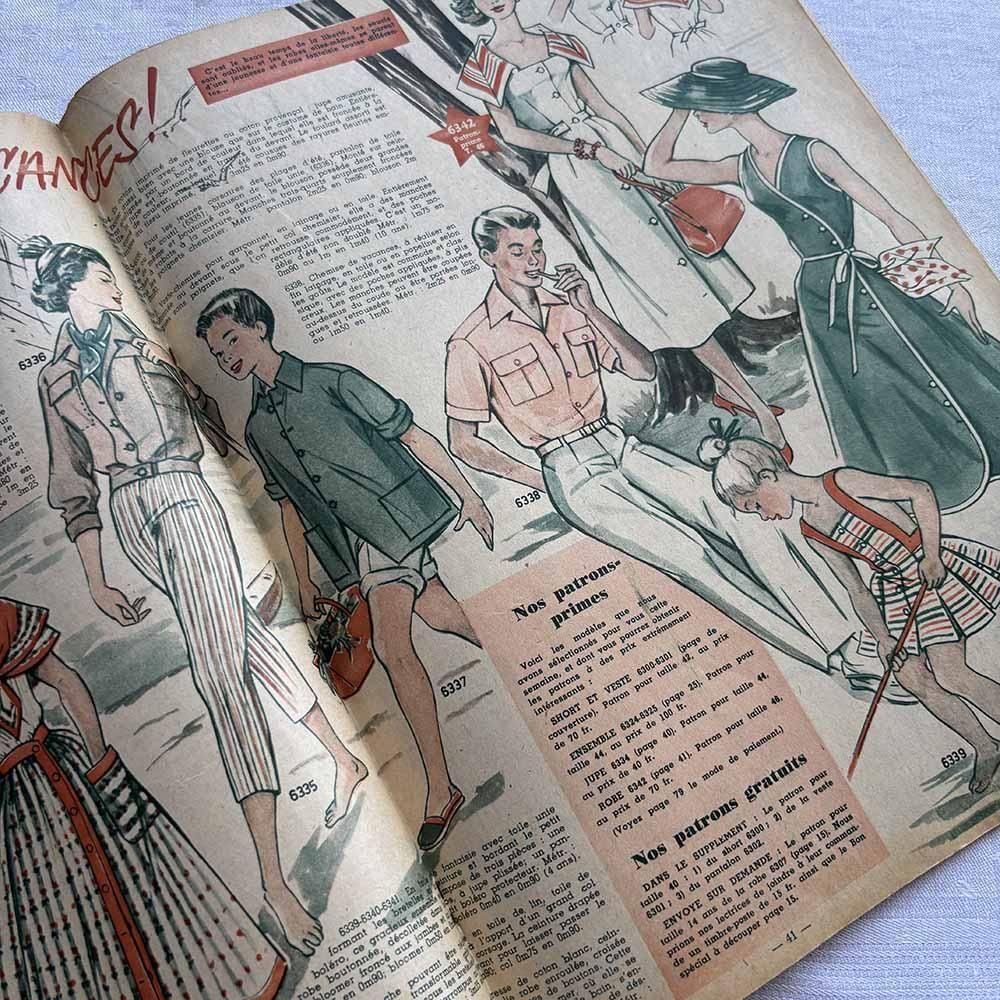 1950年代 フランス古本 婦人雑誌 ファッション趣味 満載のイラスト