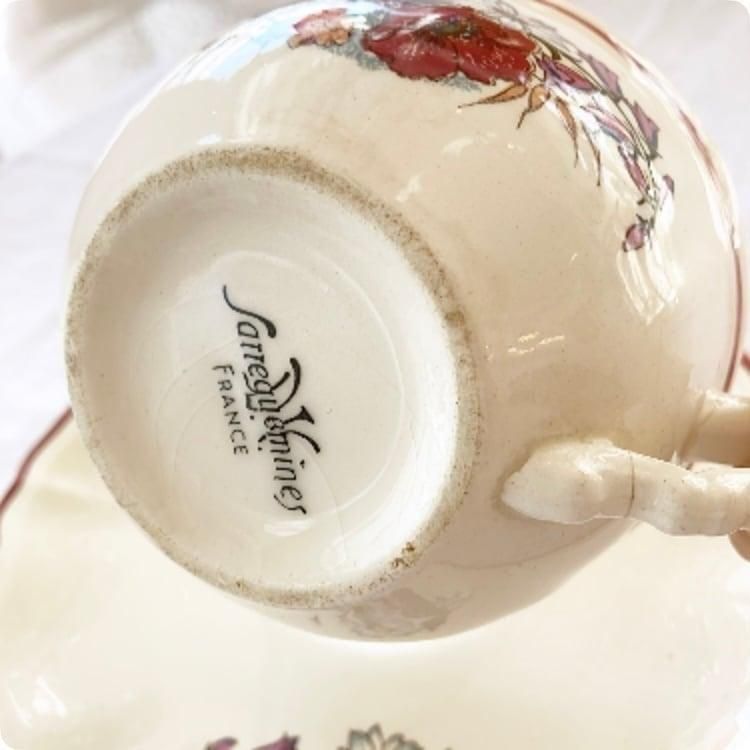 フランス直輸入アグレストシリーズ花リムカップソーサー