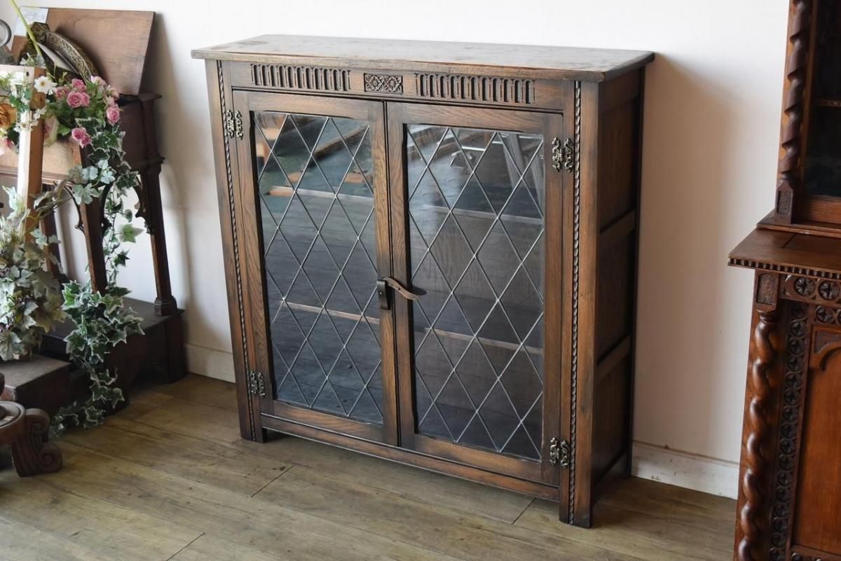 1920年代英国アンティーク ステンドグラスキャビネット