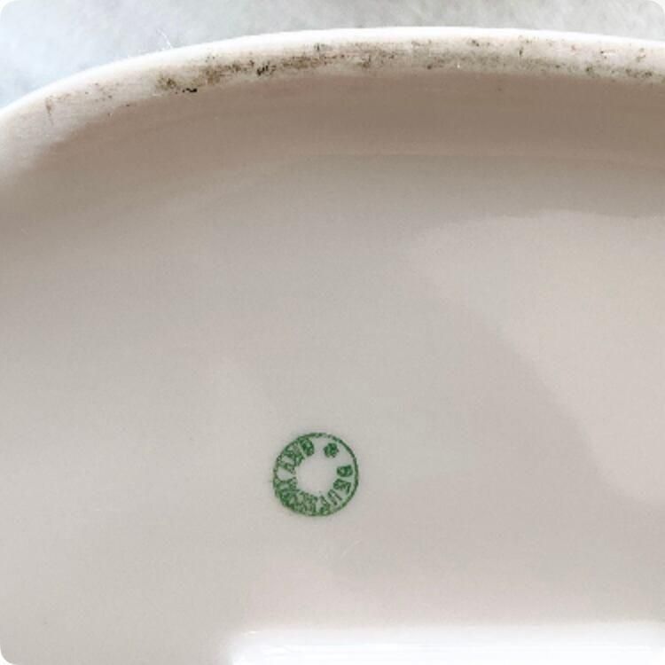 フランスアンティーク 陶器小物入れ ピンク薔薇絵柄 1900年代