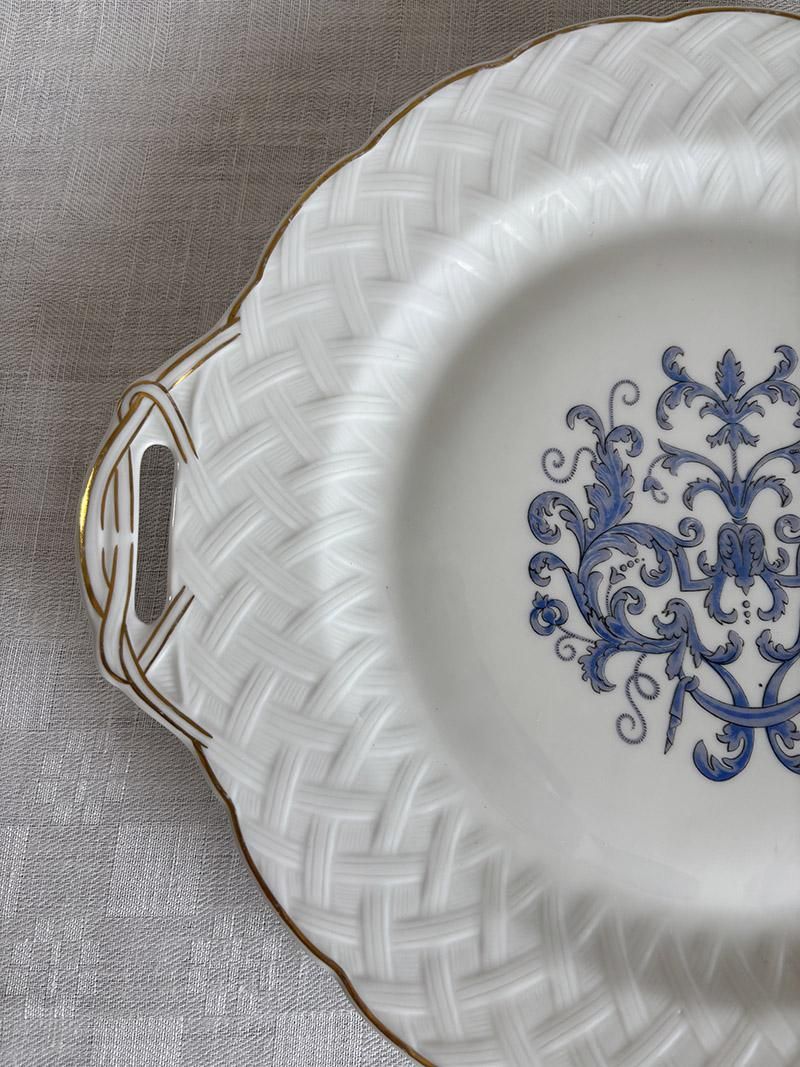 リモージュ大皿ルイ13世ブルーモチーフパニエ装飾逸品
