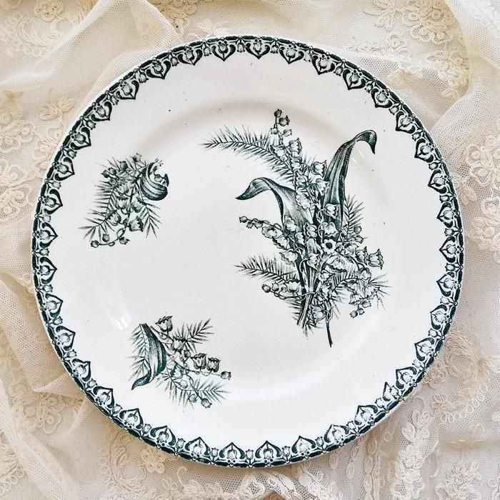 【美品】 フランスアンティーク ラヴィエ サンタマン窯 鳥の花柄 プレート 平皿 IMG_0553_bae39787-118c-4dad-