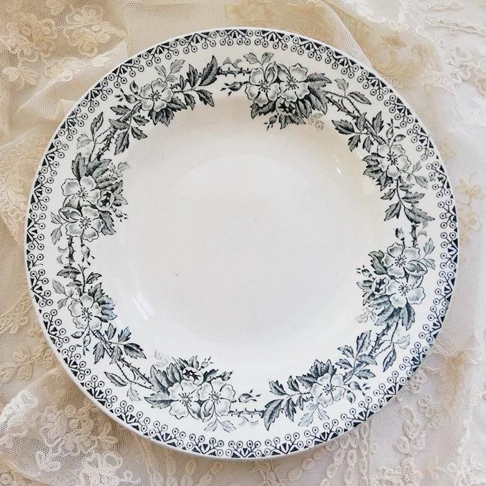 フランス製サンタマン花柄スーププレート深皿アンティーク