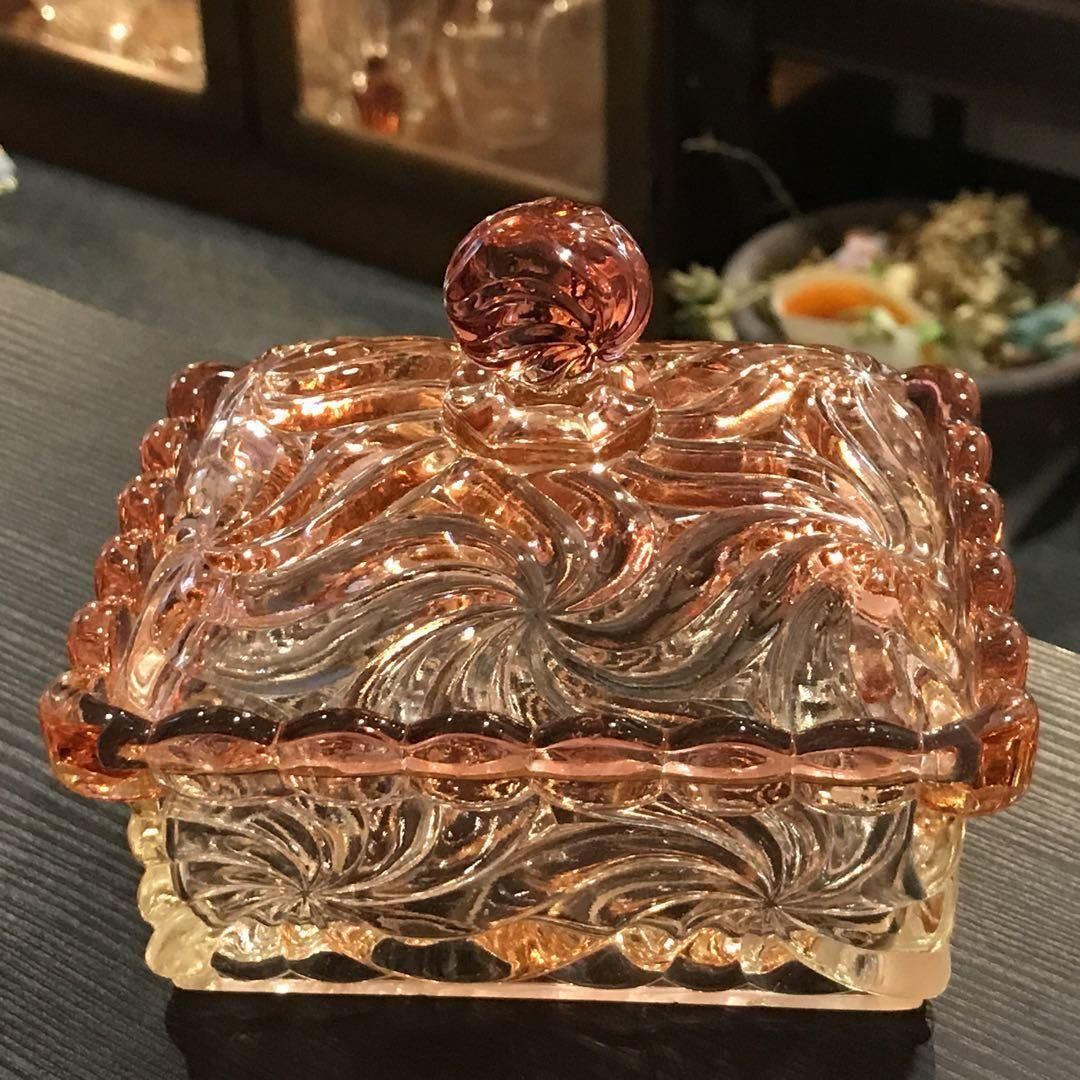 オールドバカラ ローザスミュルティプル アンティーク蓋物