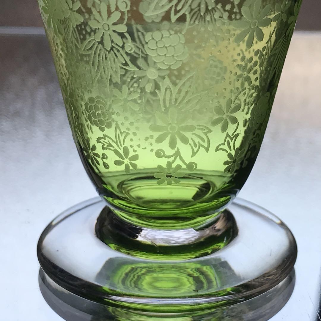 オールドバカラ エリザベート緑色ワイングラスペア 希少価値高し