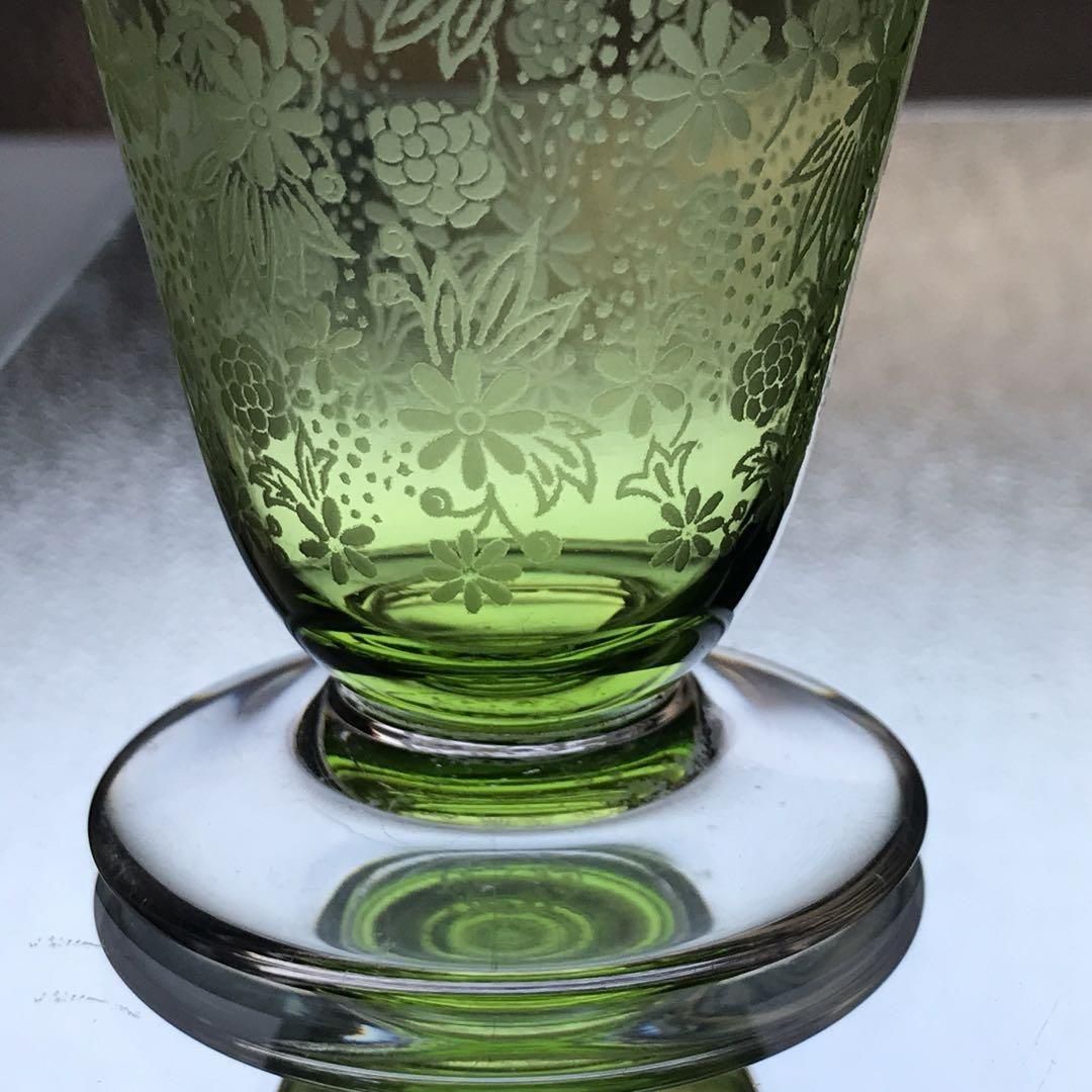 BACCARAT ELISABETH オールドバカラ エリザベート オールドバカラ エリザベート緑色ワイングラスペア 希少価値高し