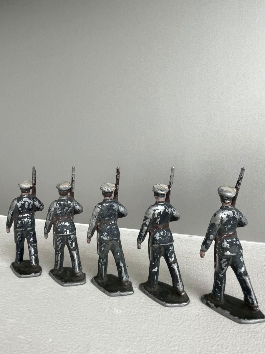 フランス製アルミ兵隊フィギュア5体 1900年代中期