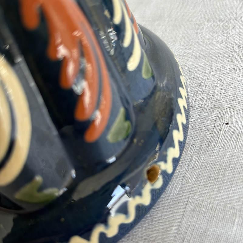 アルザス陶器　壁掛 アルザス風クグロフ焼型 陶器製 壁掛け可能 ネイビー色