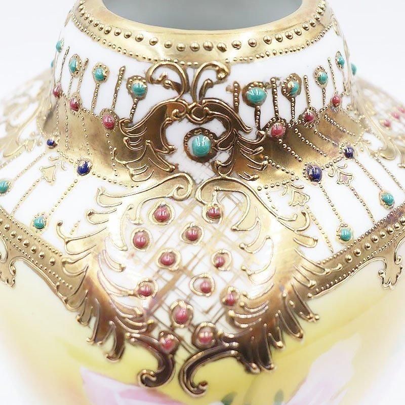 オールドノリタケ M JAPAN ハンドペイント 花瓶　花器 手描き ハンドペイント オールドノリタケ 花瓶 フラワーベース