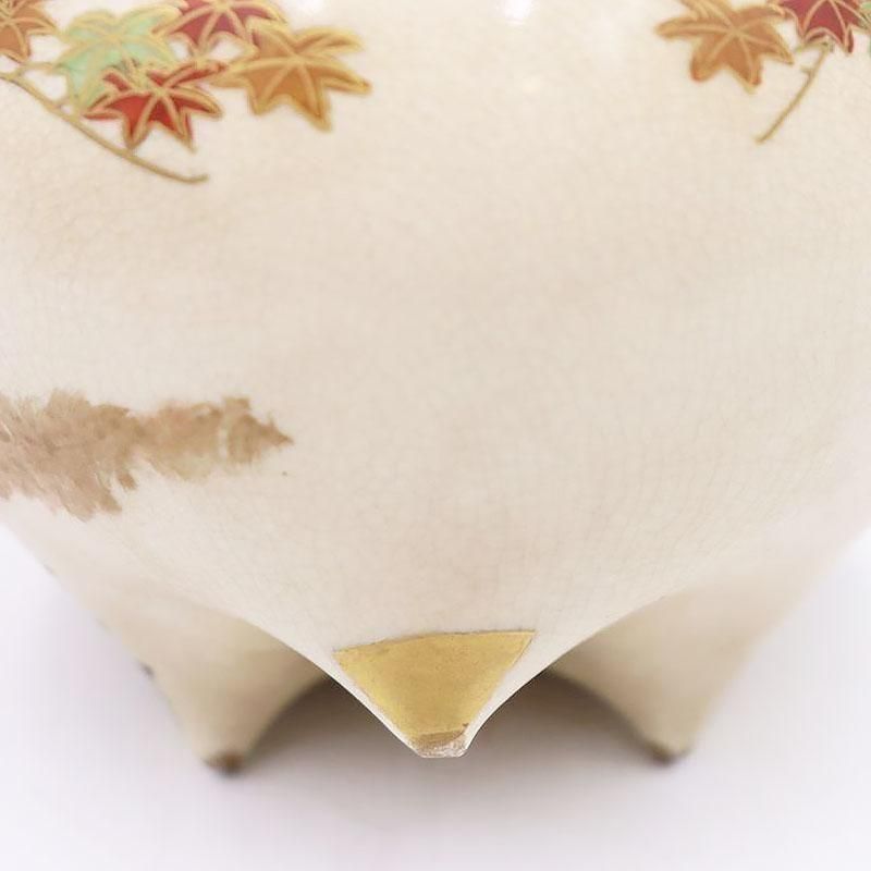 アンティーク　ヴィンテージ　華やか　花柄　真鍮台座　ボウル　置物　骨董 薩摩焼 香炉 箱付き 三つ脚 骨董 アンティーク ヴィンテージ
