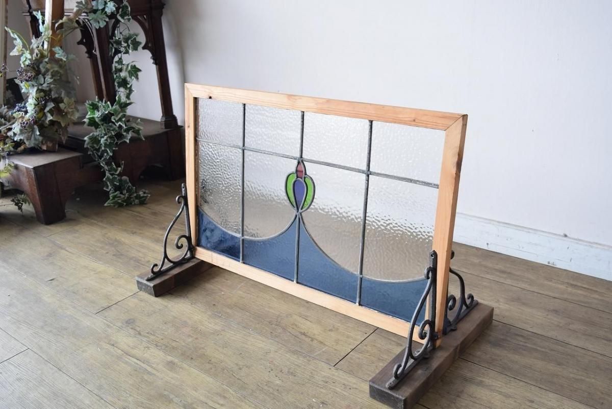 46cm【USED品】欧州 アンテーク ステンドグラス ステンドグラス | アンティーク・ヨーロッパ輸入家具ならお任せ