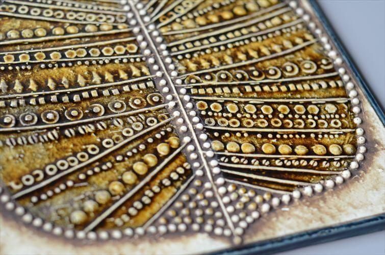 M599  リサラーソン陶板UNIK (葉っぱ) Lisa Larson リサラーソン UNIK BLAD 陶板 Lisa Larson 北欧アンティーク